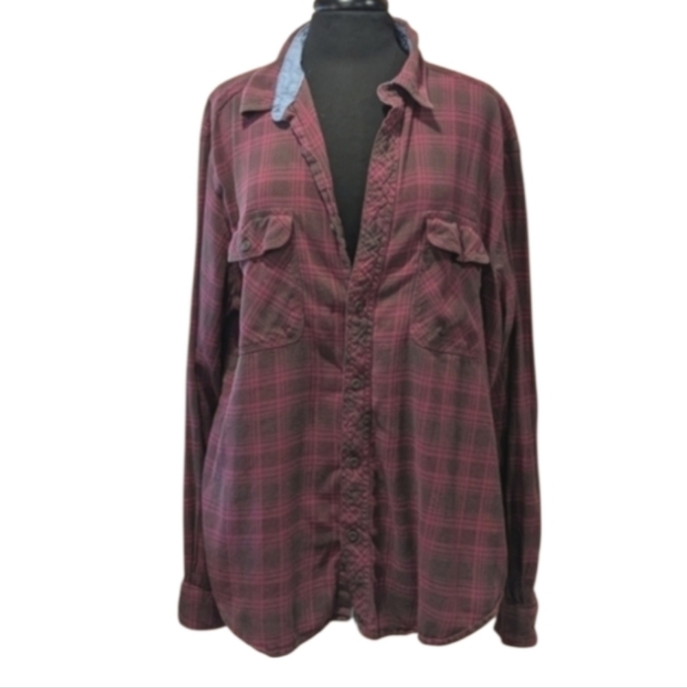 Cabincore Vintage Woolrich Men's XL Red Flannel Plaid Shirt Grunge Soft